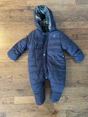 Baby Snowsuit 3 - 6 month Nautica Navy Fleece-Lined Infant One-Piece